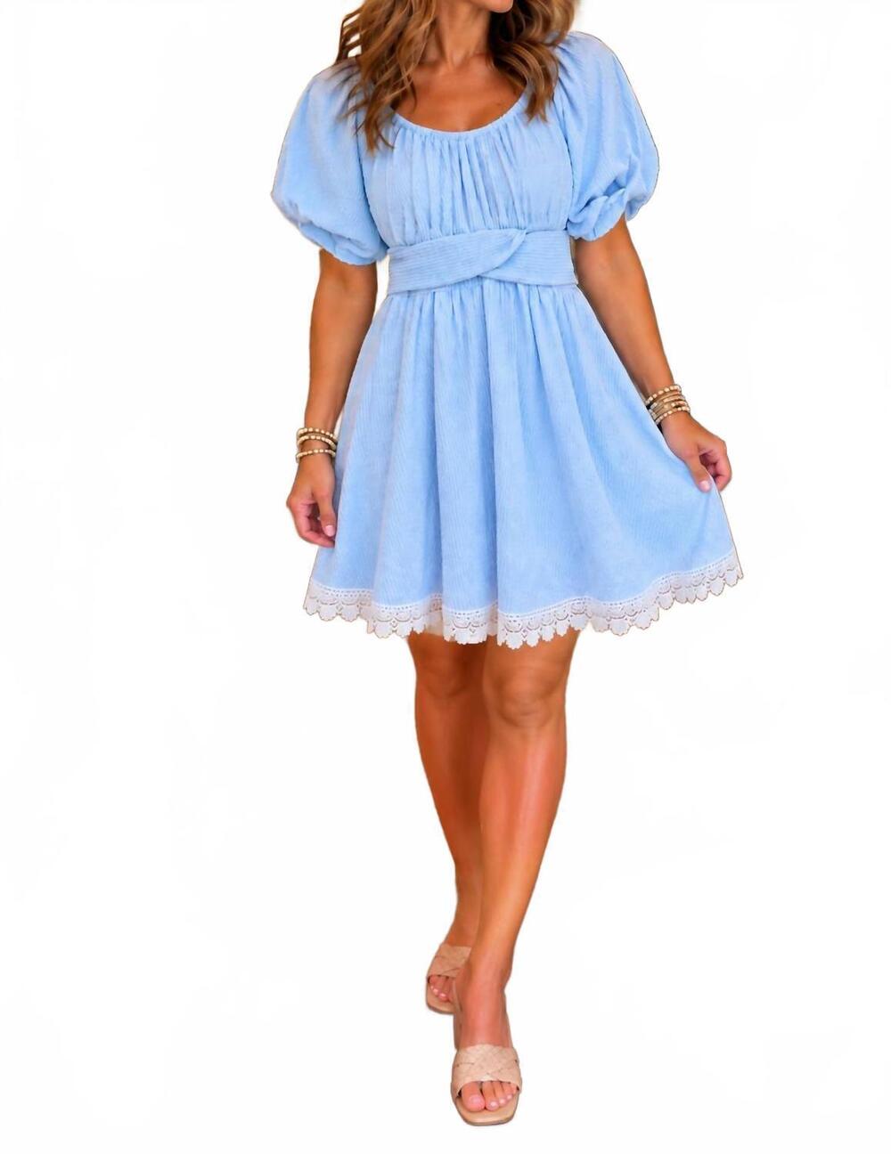 NEW SIMPLY SOUTHERN corded tie dress in tidal